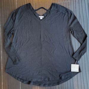 Falls Creek Black V-Neck Long Sleeve Blouse